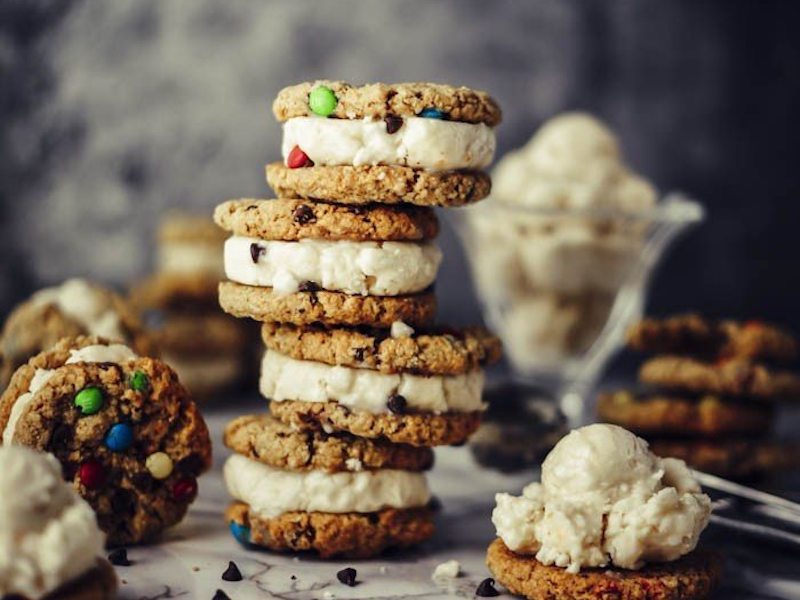 M&M Monster Cookie Ice Cream Sandwiches