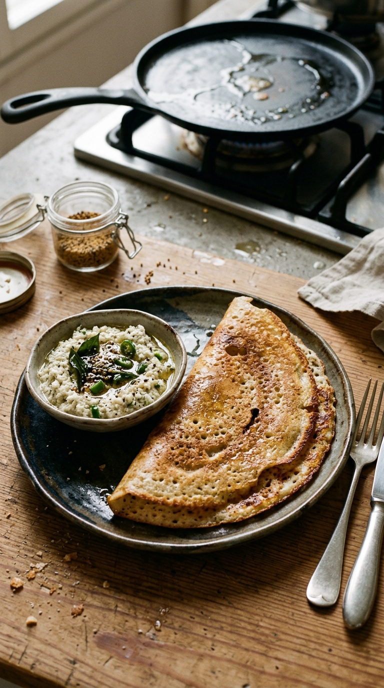 Dosa: Gluten Free Indian Crepe with Coconut Chutney from the Chef at Park Hyatt Goa