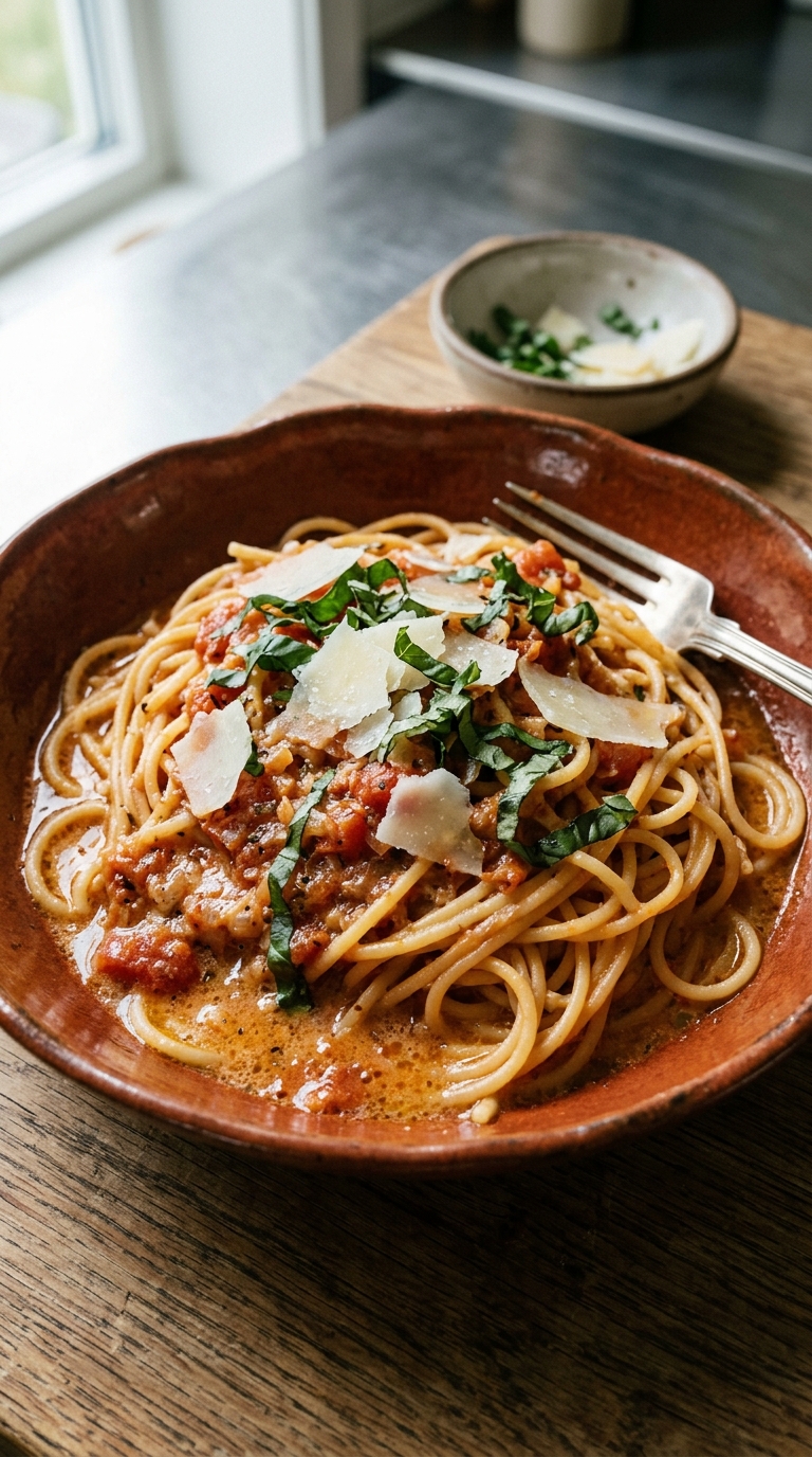 French Spaghetti With Anchovies And Piment d'Espelette