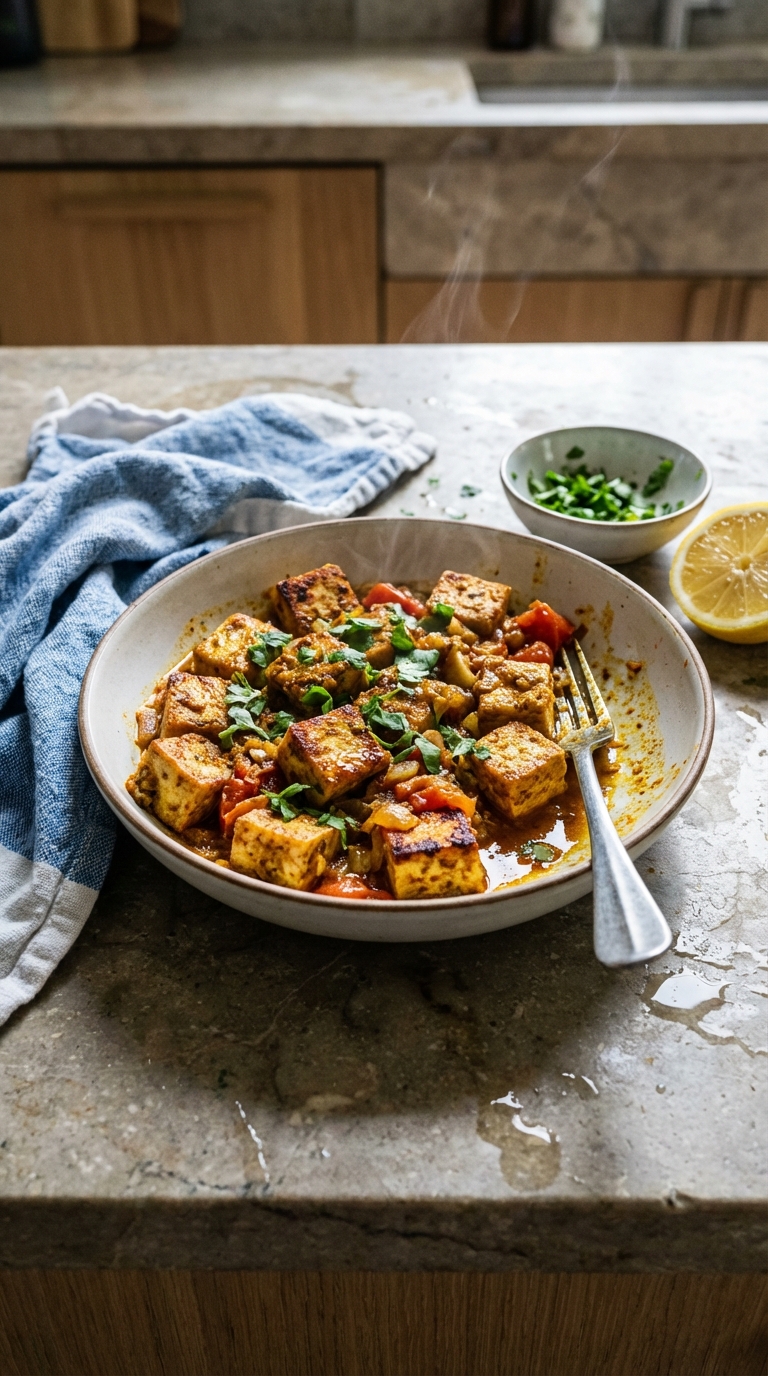 Pan-Fried Indian Curried Tofu: Better as Meal-Prep Leftovers