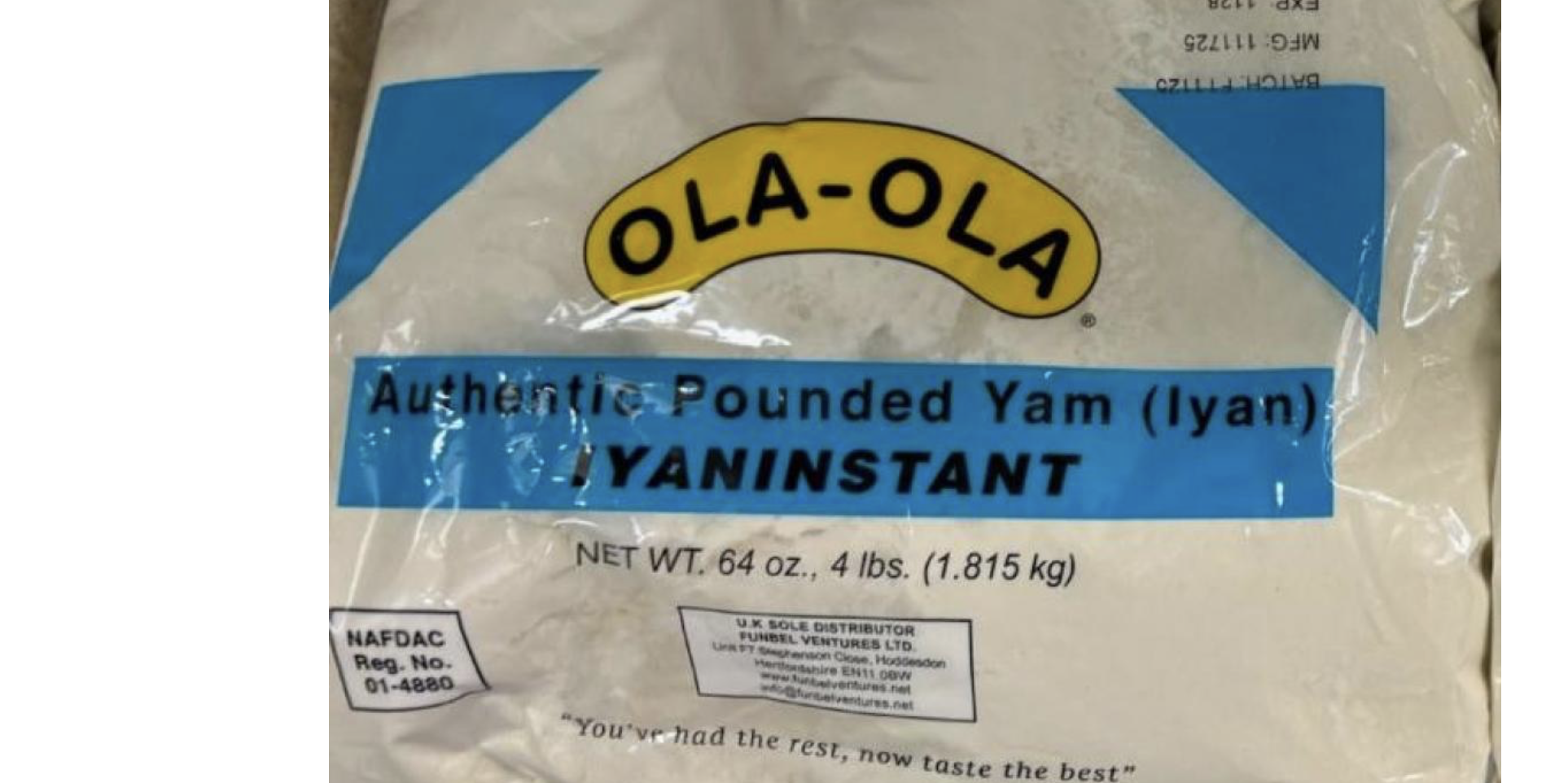 Pounded yam recalled because of undeclared milk