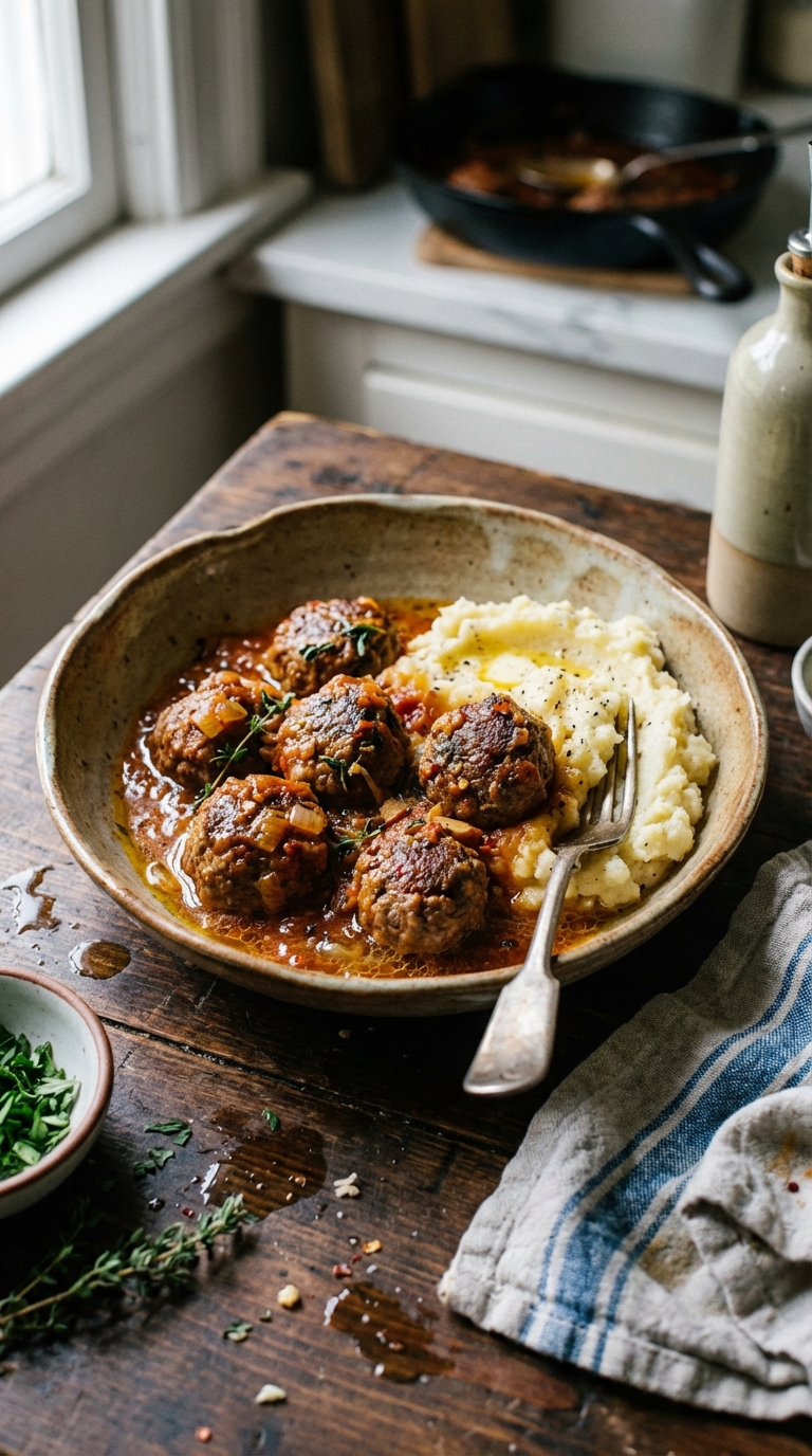 Ultimate Comfort Food: Meatballs and Mashed Potatoes