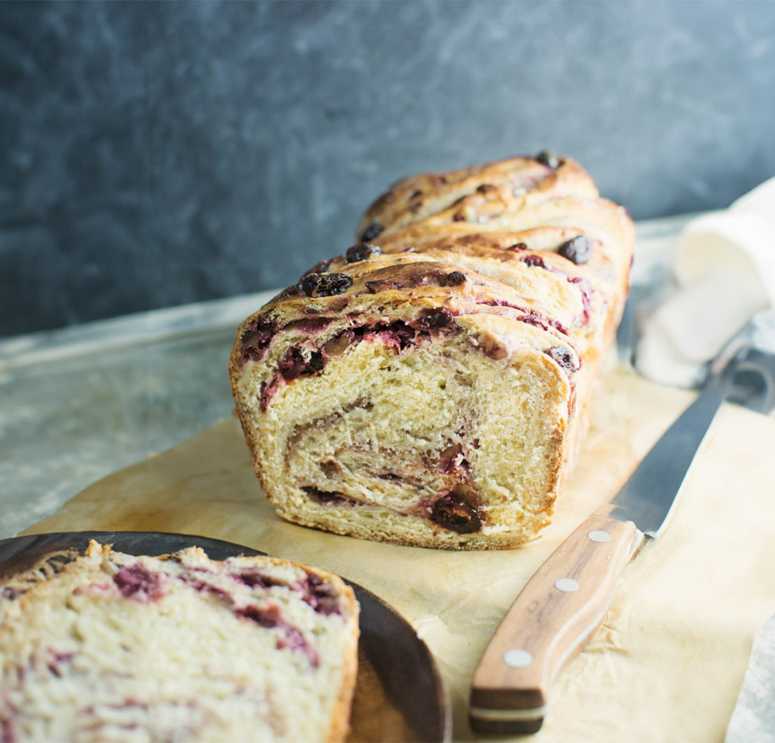 Tea Infused Cream Cheese Cranberry Babka