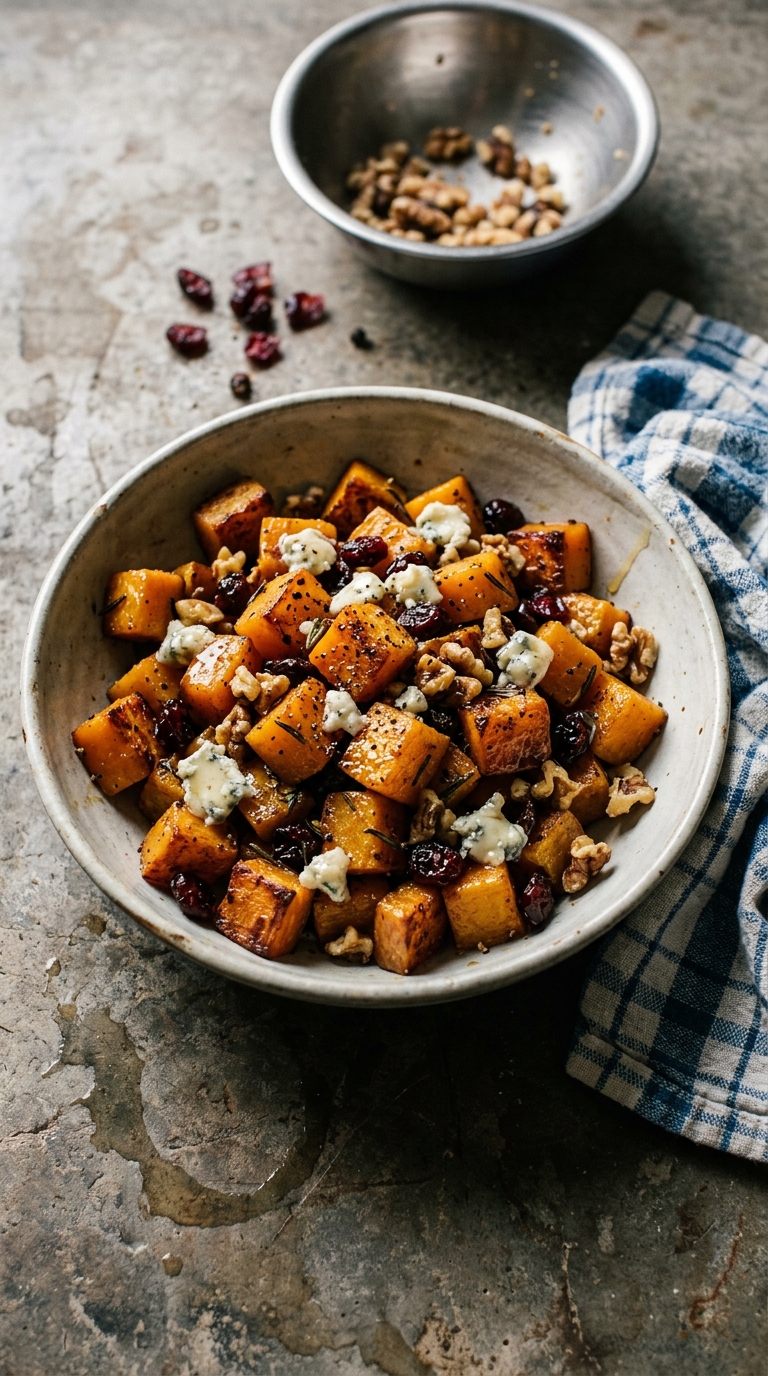 Roasted Butternut Squash with Cranberries, Walnuts, and Gorgonzola