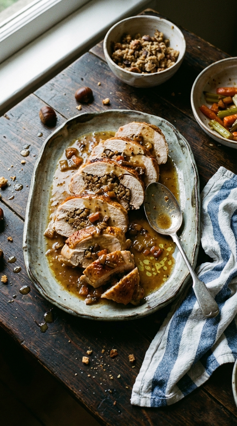 Chestnut and Mushroom Stuffed Turkey Breast