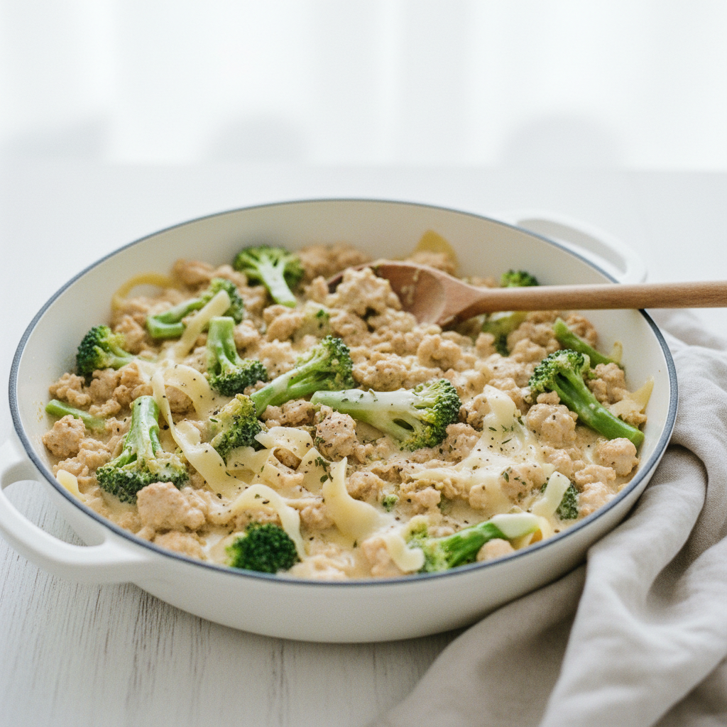 Creamy Turkey Broccoli and Swiss Skillet Dinner