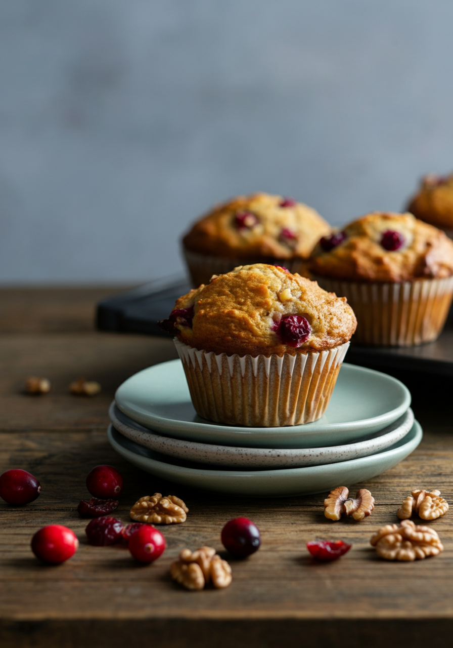 Fresh Cranberry Orange and Walnut Muffins