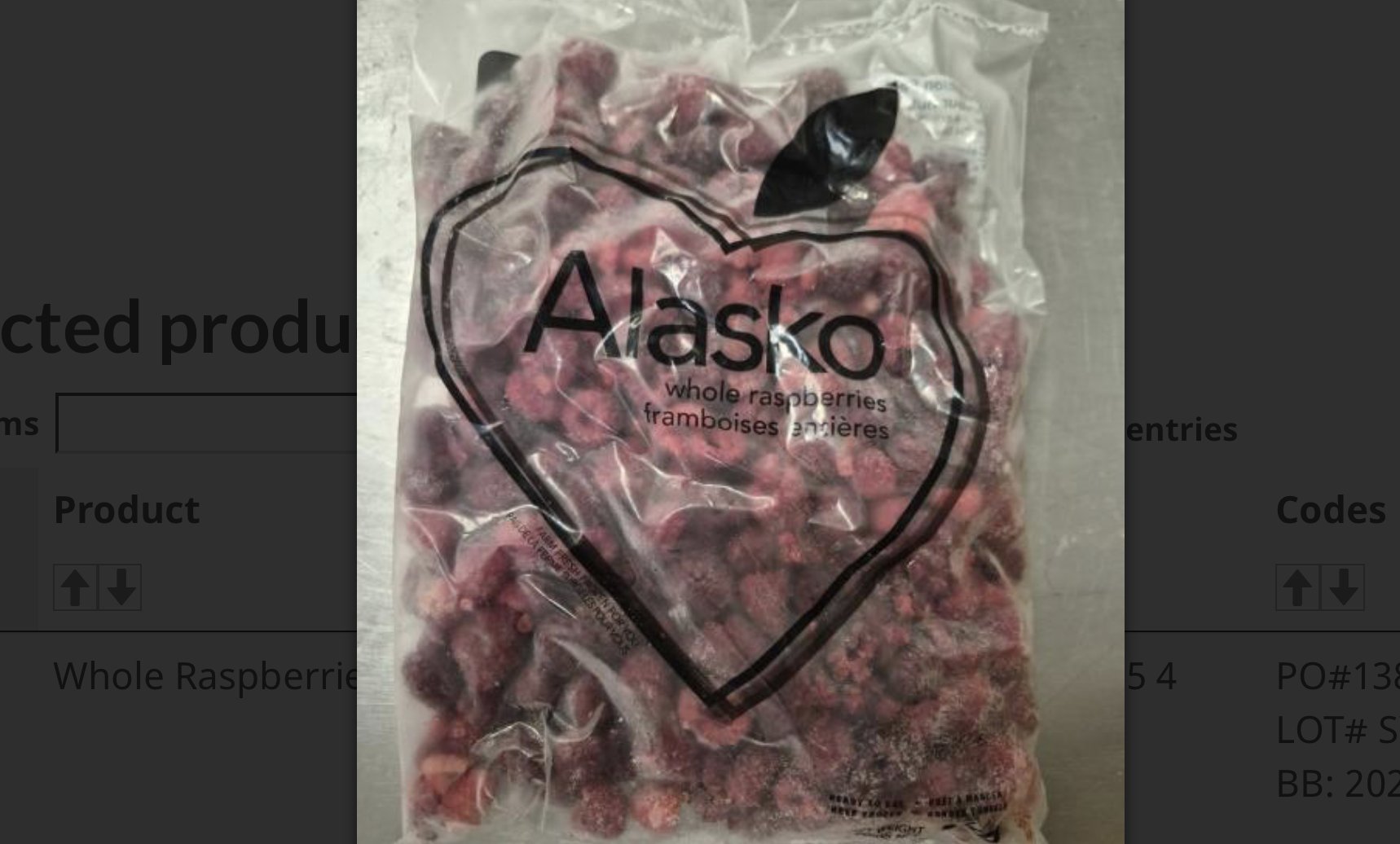 Frozen raspberries recalled because of norovirus; illnesses reported