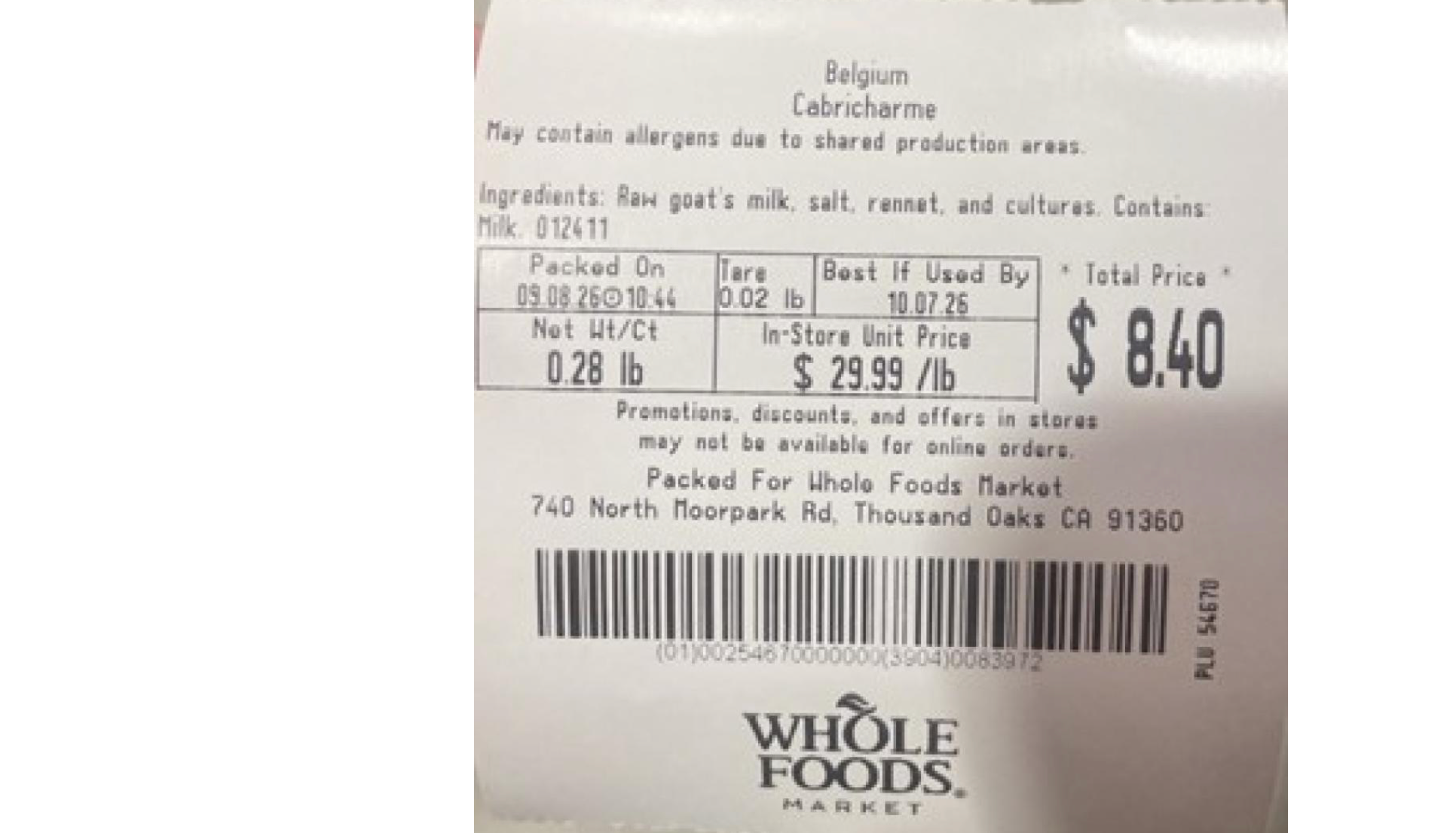 Whole Foods recalls cheese because of undeclared eggs