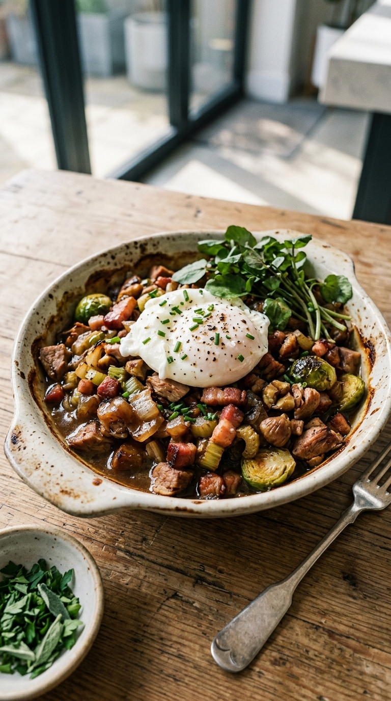 Turkey Breakfast Hash with Poached Egg